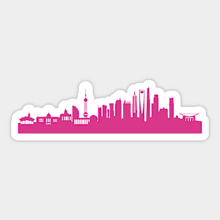 Shanghai skyline pink Sticker